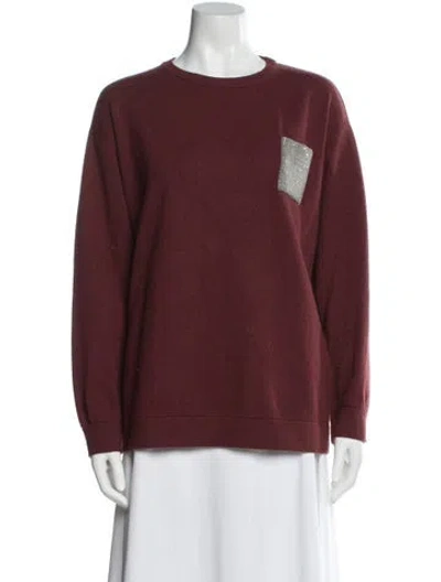 Pre-owned Brunello Cucinelli Virgin Wool Crew Neck Sweater In Burgundy