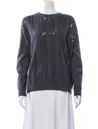 Pre-owned Brunello Cucinelli Virgin Wool Crew Neck Sweater In Gray