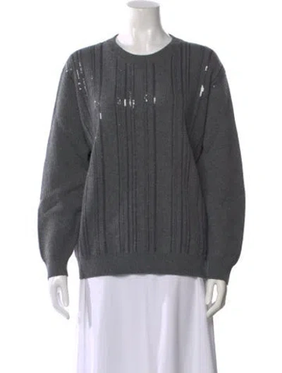 Pre-owned Brunello Cucinelli Virgin Wool Crew Neck Sweater In Gray