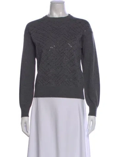 Pre-owned Brunello Cucinelli Virgin Wool Crew Neck Sweater In Gray