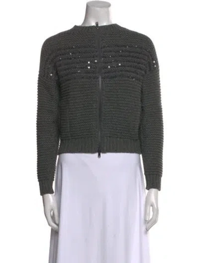 Pre-owned Brunello Cucinelli Virgin Wool Crew Neck Sweater In Gray