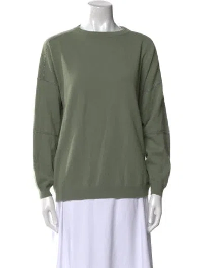 Pre-owned Brunello Cucinelli Virgin Wool Crew Neck Sweater In Green