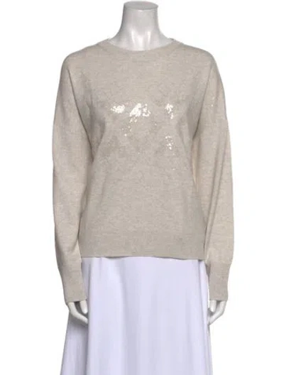 Pre-owned Brunello Cucinelli Virgin Wool Crew Neck Sweater In Neutral