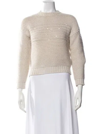 Pre-owned Brunello Cucinelli Virgin Wool Crew Neck Sweater In Neutral