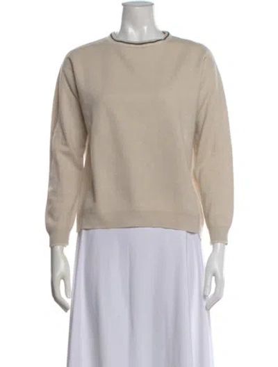 Pre-owned Brunello Cucinelli Virgin Wool Crew Neck Sweater In Neutral
