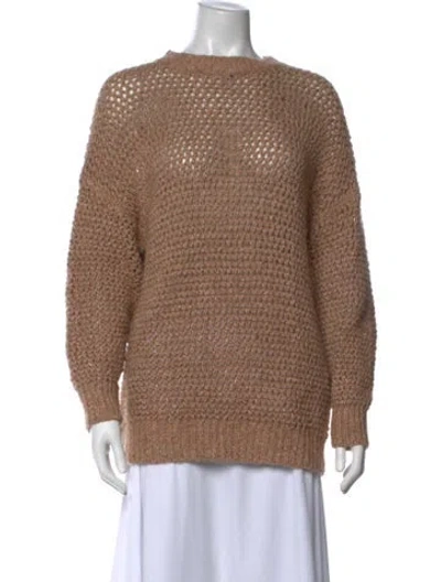 Pre-owned Brunello Cucinelli Virgin Wool Crew Neck Sweater In Neutrals