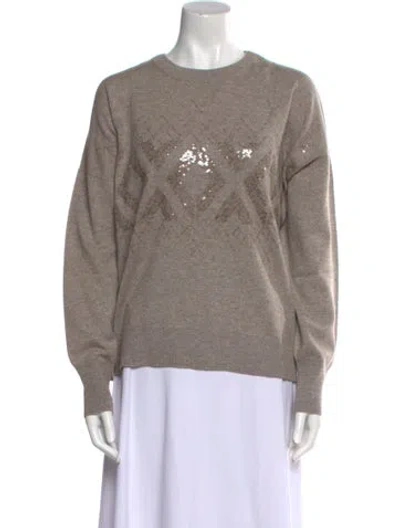 Pre-owned Brunello Cucinelli Virgin Wool Crew Neck Sweater W/ Tags In Neutral