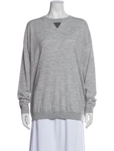 Pre-owned Brunello Cucinelli Virgin Wool Crew Neck Sweatshirt In Gray