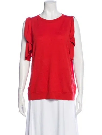 Pre-owned Brunello Cucinelli Virgin Wool Crew Neck Top In Orange