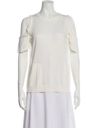 Pre-owned Brunello Cucinelli Virgin Wool Crew Neck Top W/ Tags In White