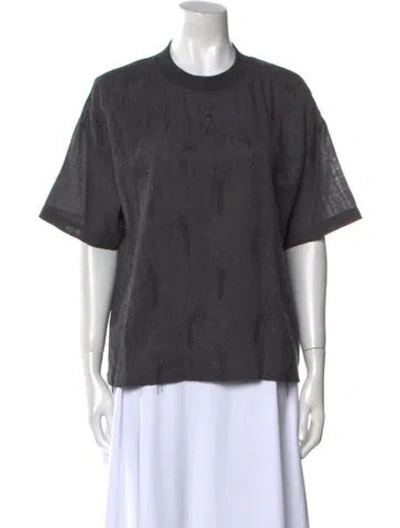 Pre-owned Brunello Cucinelli Virgin Wool Crew Neck T-shirt In Gray