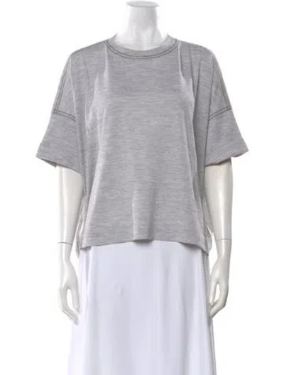 Pre-owned Brunello Cucinelli Virgin Wool Crew Neck T-shirt W/ Tags In Gray