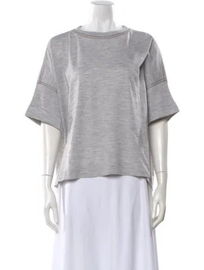 Pre-owned Brunello Cucinelli Virgin Wool Crew Neck T-shirt W/ Tags In Gray