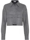 Brunello Cucinelli Virgin Wool Cropped Shirt Jacket In Grey