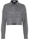 Brunello Cucinelli Virgin Wool Cropped Shirt Jacket In Grey