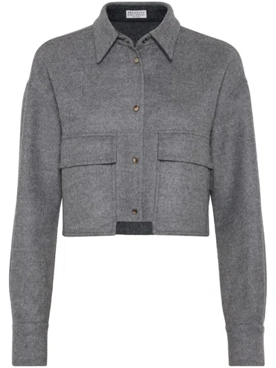 BRUNELLO CUCINELLI BRUNELLO CUCINELLI VIRGIN WOOL CROPPED JACKET