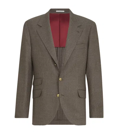 Brunello Cucinelli Virgin Wool Deconstructed Cavallo Blazer In Brown