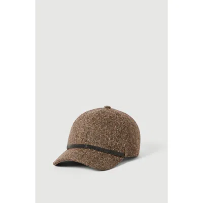 Brunello Cucinelli Virgin Wool Donegal Baseball Cap With Shiny Band In Light Brown