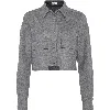 BRUNELLO CUCINELLI BRUNELLO CUCINELLI VIRGIN WOOL DOUBLE CLOTH CROPPED SHIRT-STYLE OUTERWEAR JACKET WITH SHINY TAB