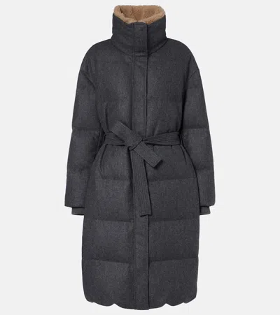 Brunello Cucinelli Virgin Wool Down Jacket In Gray