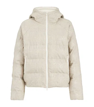 Brunello Cucinelli Virgin Wool Down Puffer Jacket In Neutral