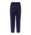 Brunello Cucinelli Virgin Wool Drawstring Leisure Trousers In Blue