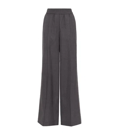 Brunello Cucinelli Virgin Wool Elasticated Waistband Tailored Trousers In Grey