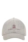 Brunello Cucinelli Virgin Wool Flannel Baseball Cap With Embroidery