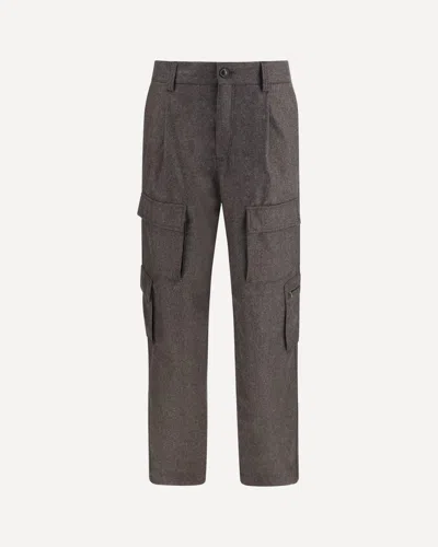 Brunello Cucinelli Virgin Wool Flannel Cargo Pants In Brown
