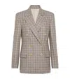 Brunello Cucinelli Virgin Wool Flannel Check Blazer In Brown