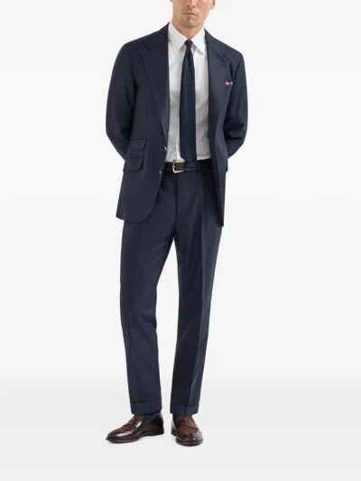 Brunello Cucinelli Virgin Wool Flannel Deconstructed Cavallo Blazer In Blue