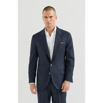 Brunello Cucinelli Virgin Wool Flannel Deconstructed Cavallo Blazer In Marine