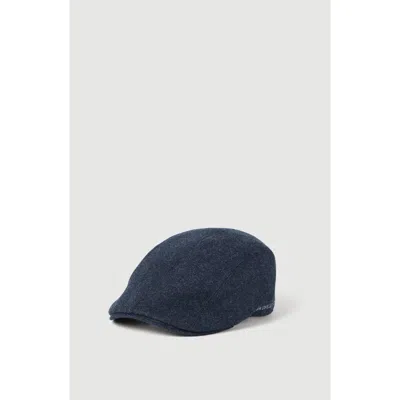 Brunello Cucinelli Virgin Wool Flannel Flat Cap With Embroidered Logo In Blue