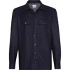 Brunello Cucinelli Virgin Wool Flannel Overshirt With Pockets In Blue