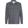 Brunello Cucinelli Wool Shirt With Straight Hem And Buttoned Hems