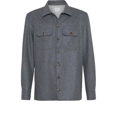 BRUNELLO CUCINELLI BRUNELLO CUCINELLI VIRGIN WOOL FLANNEL OVERSHIRT
