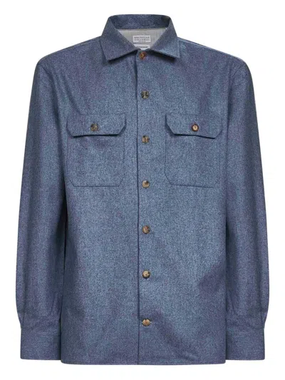 BRUNELLO CUCINELLI VIRGIN WOOL FLANNEL OVERSHIRT