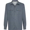 Brunello Cucinelli Virgin Wool Flannel Overshirt In Blue