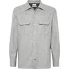 Brunello Cucinelli Virgin Wool Flannel Overshirt In Gray