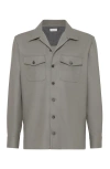Brunello Cucinelli Camp-collar Long-sleeve Shirt In Military