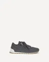 Brunello Cucinelli Virgin Wool Flannel Sneakers In Gray