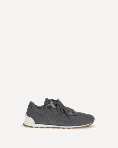Brunello Cucinelli Virgin Wool Flannel Sneakers In Gray