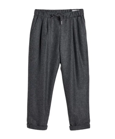 Brunello Cucinelli Virgin Wool Flannel Trousers In Gray