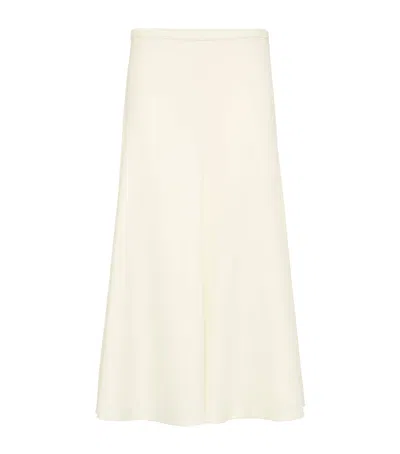 Brunello Cucinelli Virgin Wool Fluted Midi Skirt In White