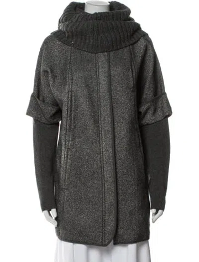Pre-owned Brunello Cucinelli Virgin Wool Fur Coat In Gray