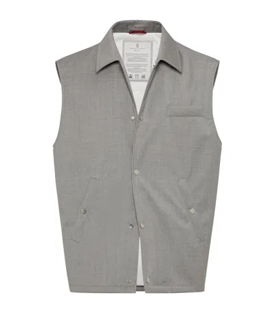 Brunello Cucinelli Virgin Wool Gilet In Grey