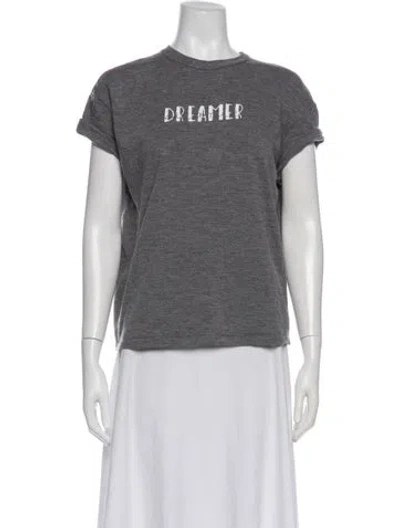 Pre-owned Brunello Cucinelli Virgin Wool Graphic Print T-shirt In Gray