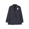 Brunello Cucinelli Virgin Wool Jacket Women In Blue