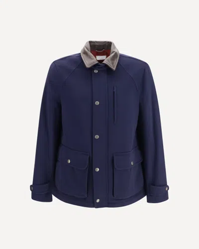 Brunello Cucinelli Wool Single-breasted Full-length Coat In Blue