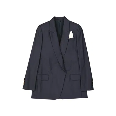Brunello Cucinelli Virgin Wool Jacket Women In Blue